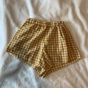 High Waisted Yellow Gingham Shorts